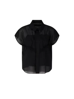 Wollhemd mit Spitze und Organza Schwarz