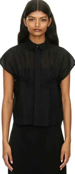 Wollhemd mit Spitze und Organza Schwarz