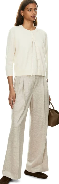 Wollhose 'Lainie Pepita' mit Bundfalten Alabaster/Taupe