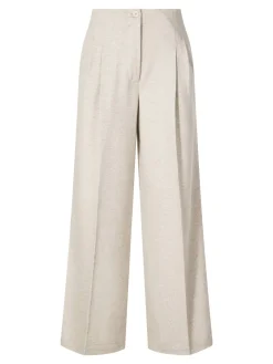 Wollhose 'Lainie Pepita' mit Bundfalten Alabaster/Taupe