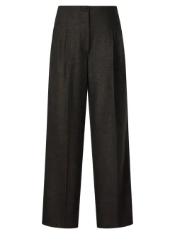 Wollhose 'Lainie Pepita' mit Bundfalten Nero/Schokolade