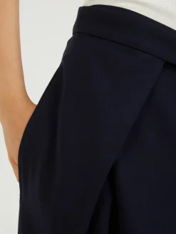 Wollhose mit Gürtel Marineblau
