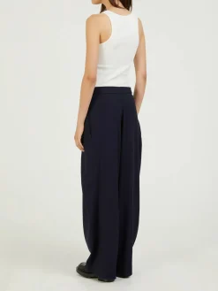 Wollhose mit Gürtel Marineblau