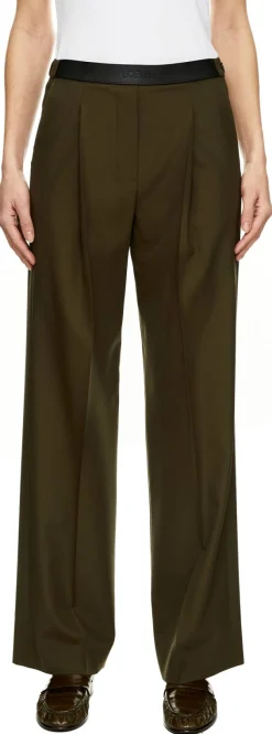 Wollhose mit LOEWE geprägten Lederbund Khaki
