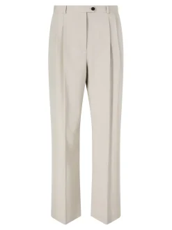 Wollhose 'Virgil' mit Bundfalten Beige