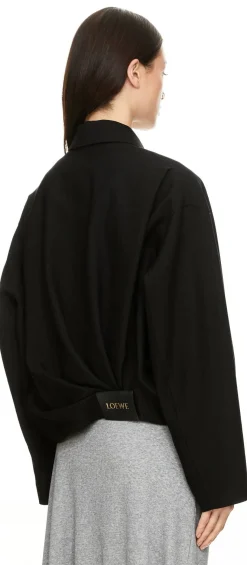 Wolljacke 'Draped' Schwarz