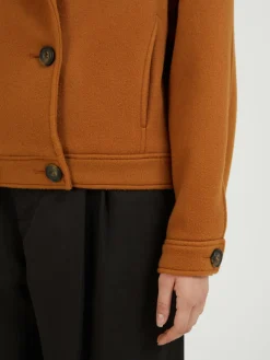 Wolljacke im Bikerstil Cognac