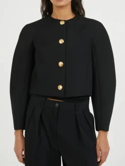Wolljacke mit Kokonärmel Schwarz