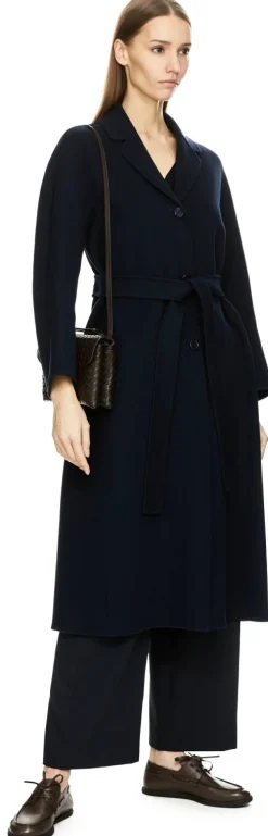 Wollmantel 'Dama' mit Taillengürtel Marineblau