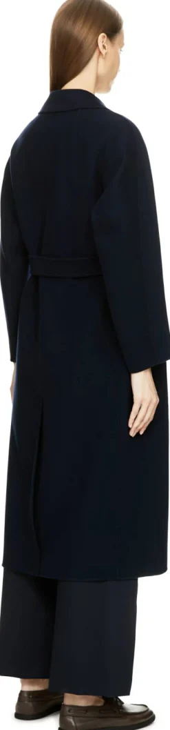 Wollmantel 'Dama' mit Taillengürtel Marineblau
