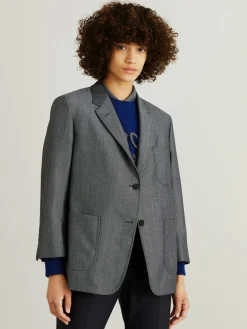 Woll-Mohair-Blazer 'Sack Jacket' Grau