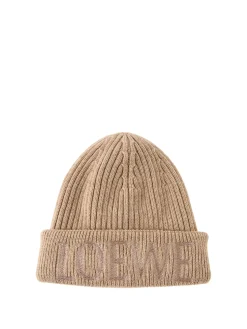 Wollmütze mit Logo-Stickerei Beige