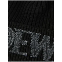 Wollmütze mit Logo-Stickerei Schwarz