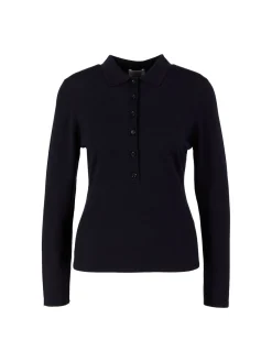 Woll-Polo-Pullover Marineblau