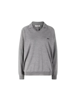 Wollpullover mit Polokragen Grau
