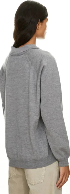 Wollpullover mit Polokragen Grau