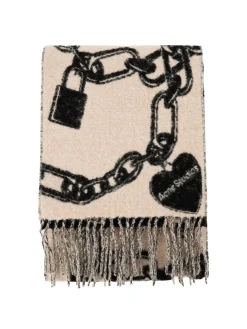 Wollschal mit Fransen Beige