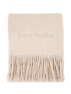 Wollschal mit Logo Beige