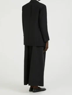 Woll-Seidenblazer mit Schulterpolstern 'Myriam' Schwarz