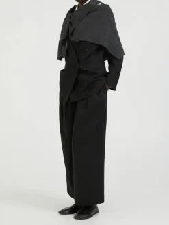 Woll-Seidenblazer mit Schulterpolstern 'Myriam' Schwarz
