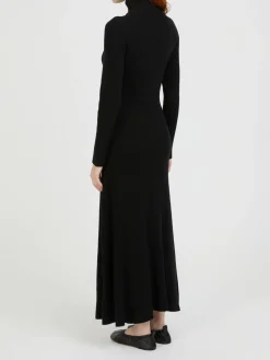Woll-Seiden-Cashmere-Maxikleid Schwarz