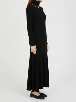 Woll-Seiden-Cashmere-Maxikleid Schwarz