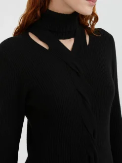 Woll-Seiden-Cashmere-Maxikleid Schwarz