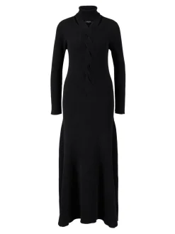 Woll-Seiden-Cashmere-Maxikleid Schwarz