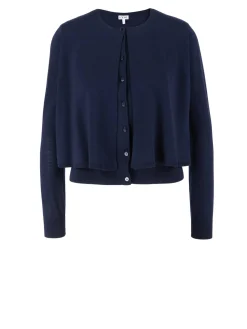 Wollstrickjacke im Lagen-Look Marineblau