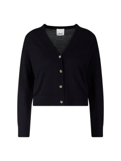 Wollstrickjacke mit V-Ausschnitt Marineblau