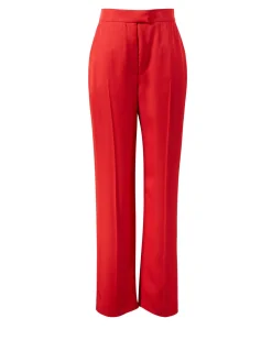 Zigarettenhose mit hohem Bund Rot