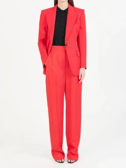 Zigarettenhose mit hohem Bund Rot