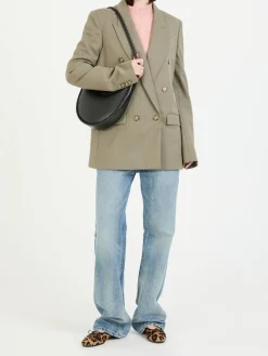 Zweireihiger Blazer aus Wolle Khaki