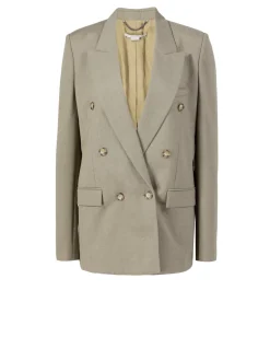Zweireihiger Blazer aus Wolle Khaki