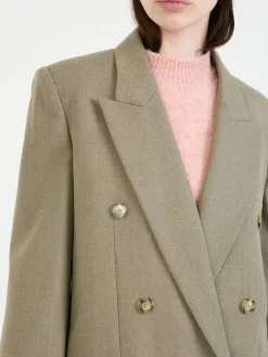 Zweireihiger Blazer aus Wolle Khaki