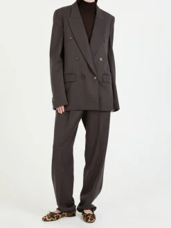 Zweireihiger Blazer aus Wolle Braun