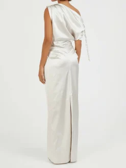 Abendkleid aus Satin Crème