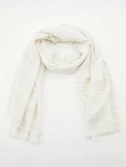 Alpaka-Schal Gestreift Weiß/Beige