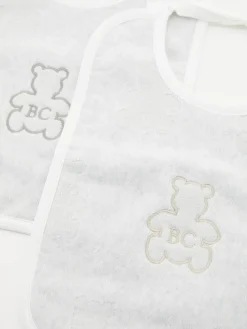 2-er Set Bernie-Lätzchen mit Stickerei Grau